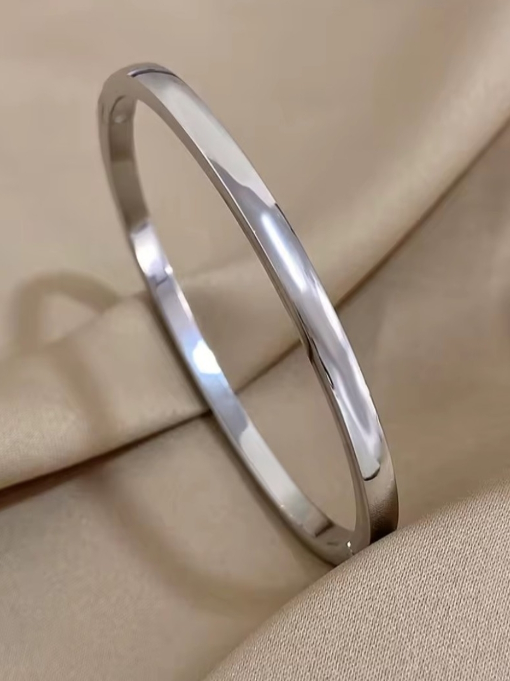 3 White Rhodium Bangle Bracelet Set